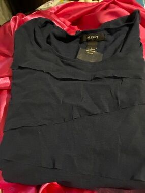 Alfani Navy Layered Crewneck Short Sleeve Top